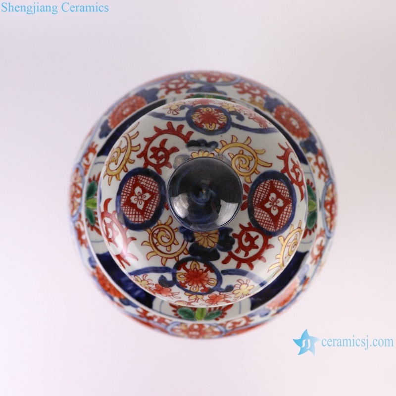 RZQF17 Jingdezhen hand painted doucai red and blue phoenix flower bird pattern big size ceramic ginger jar