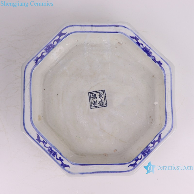 RZQM06 Jingdezhen Blue and white Landscape Pattern octagonal shape ceramic Planter