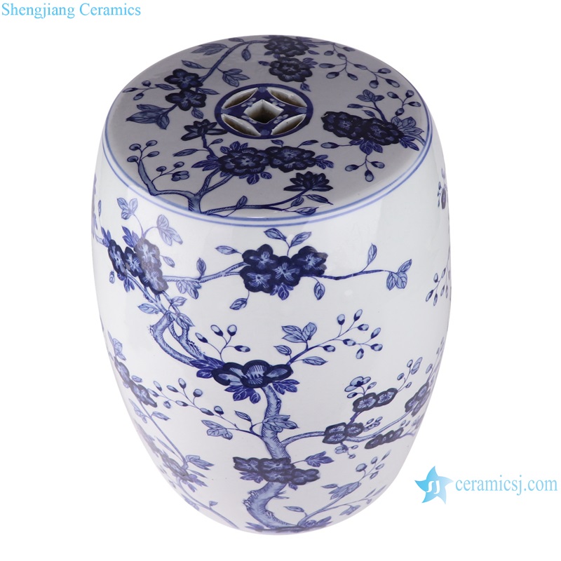RZSI39-A Jingdezhen Porcelain Plum flower pattern Round Coin Copper ceramic Garden Drum stools seat