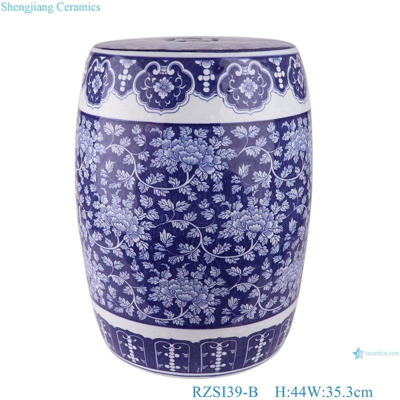 Porcelain Dark blue glazed copper Cion hole Plum Blossom ceramic Drum stools 