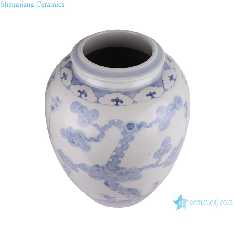 RZSX65 Antique Porcelain Pine Trees Pattern Blue and white Ceramic Pot Vase