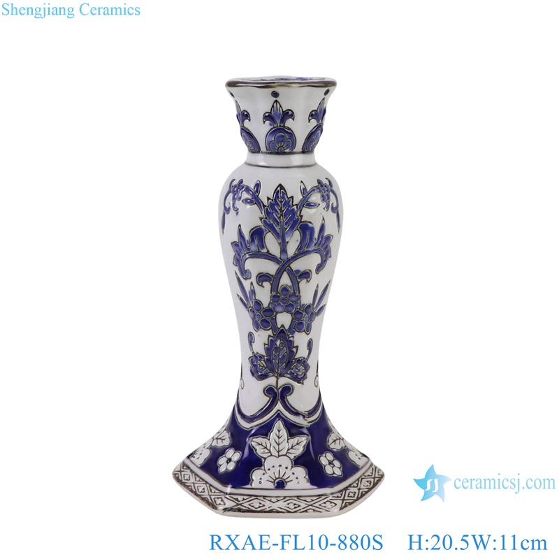 Blue and white Porcelain Twisted flower Pattern Ceramic candleholder