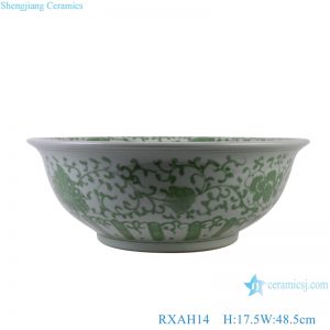 RXAH14 Green color Twisted flower Pattern Ceramic Big bowl Pot