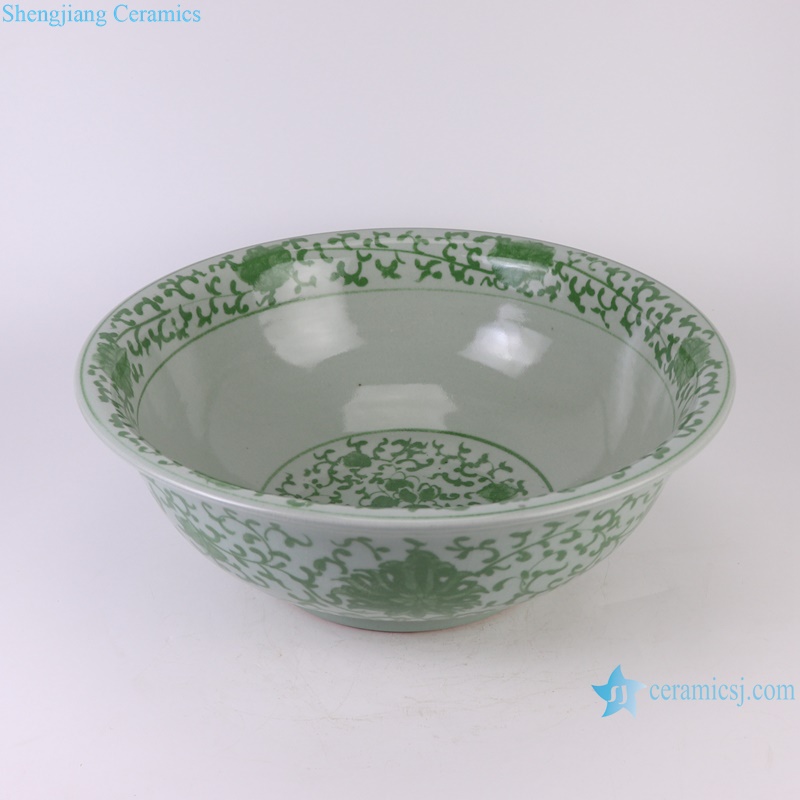 RXAH14 Green color Twisted flower Pattern Ceramic Big bowl Pot