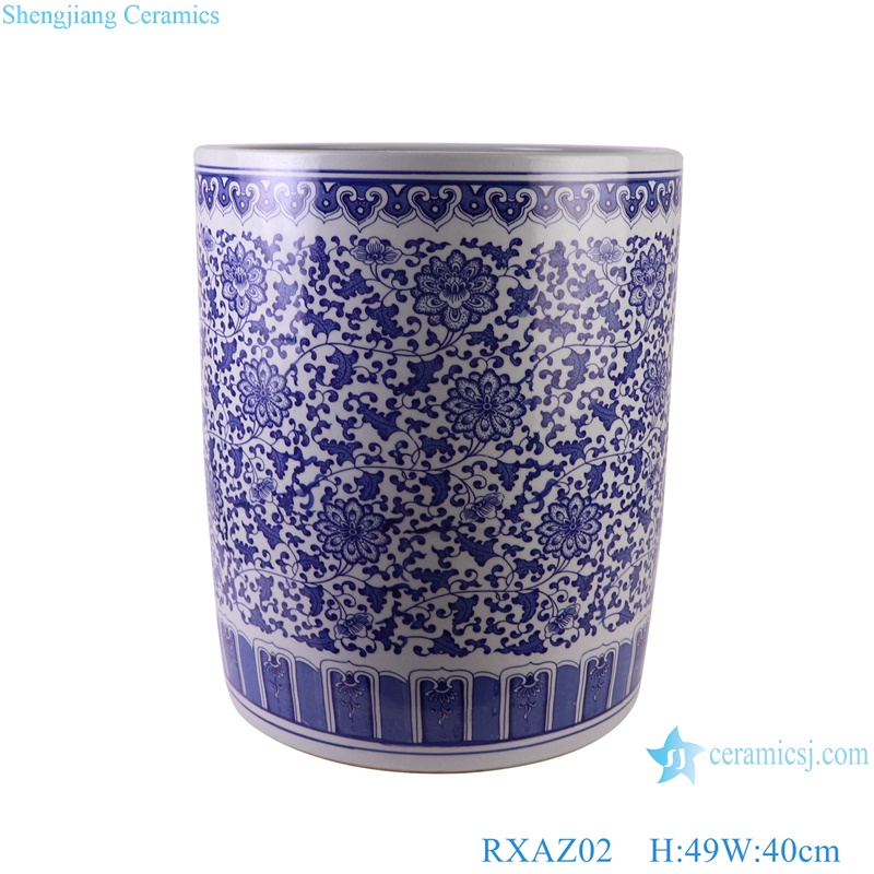 Jingdezhen Blue and White Twisted flower Pattern Porcelain Umbrella stand Big pot