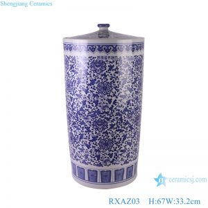 RXAZ03 Large size Blue and white Porcelain Straight cylinder Rice VAT Twisted flower Pattern Porcelain Big Jars