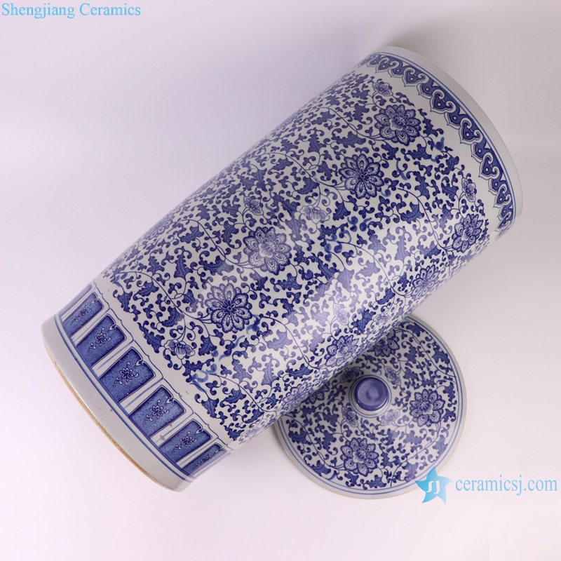 RXAZ03 Large size Blue and white Porcelain Straight cylinder Rice VAT Twisted flower Pattern Porcelain Big Jars