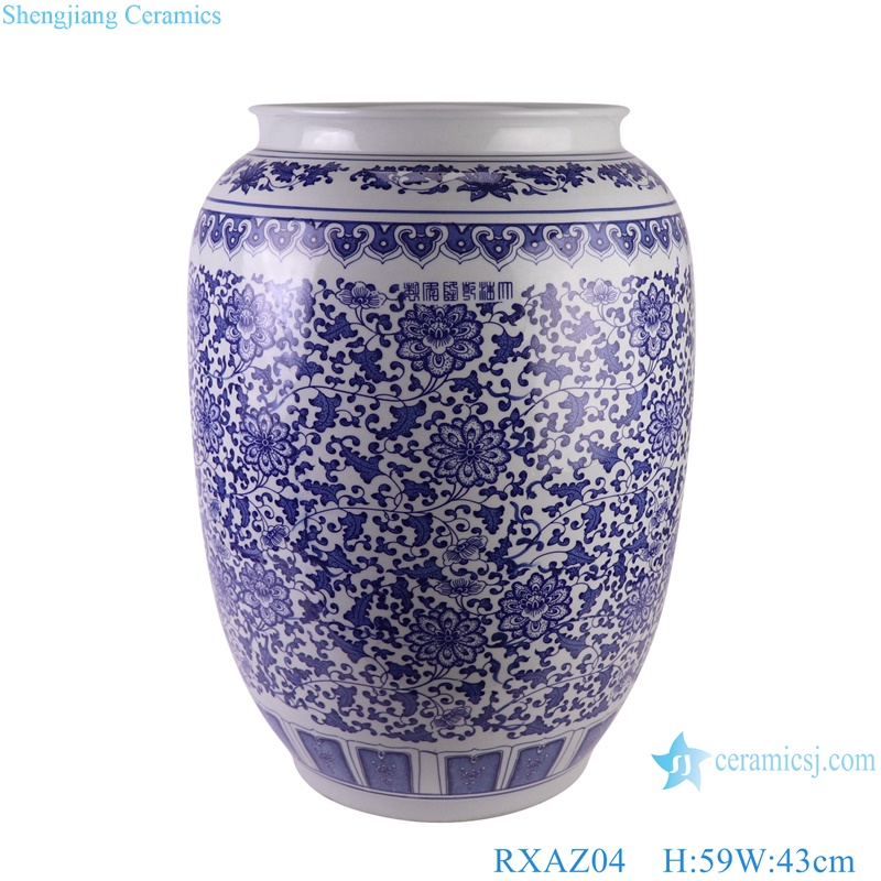 Big Size Twisted flower Pattern Blue and white Porcelain Wax gourd Shape Jars Pot 