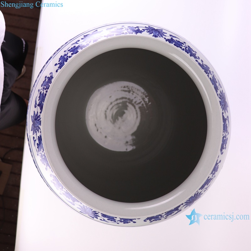 RXAZ04 Big Size Twisted flower Pattern Blue and white Porcelain Wax gourd Shape Jars Pot
