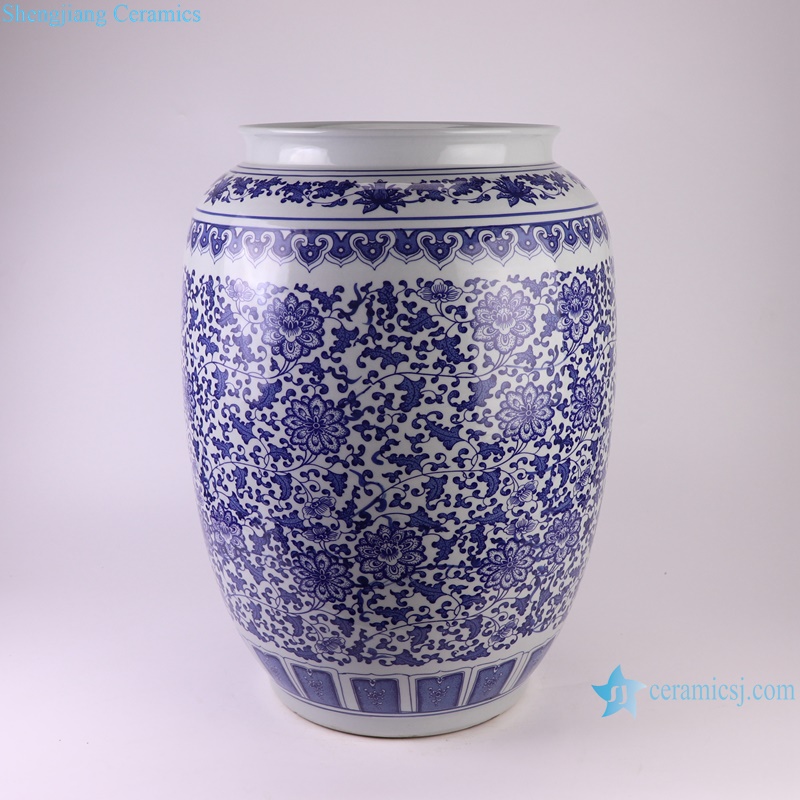 RXAZ04 Big Size Twisted flower Pattern Blue and white Porcelain Wax gourd Shape Jars Pot