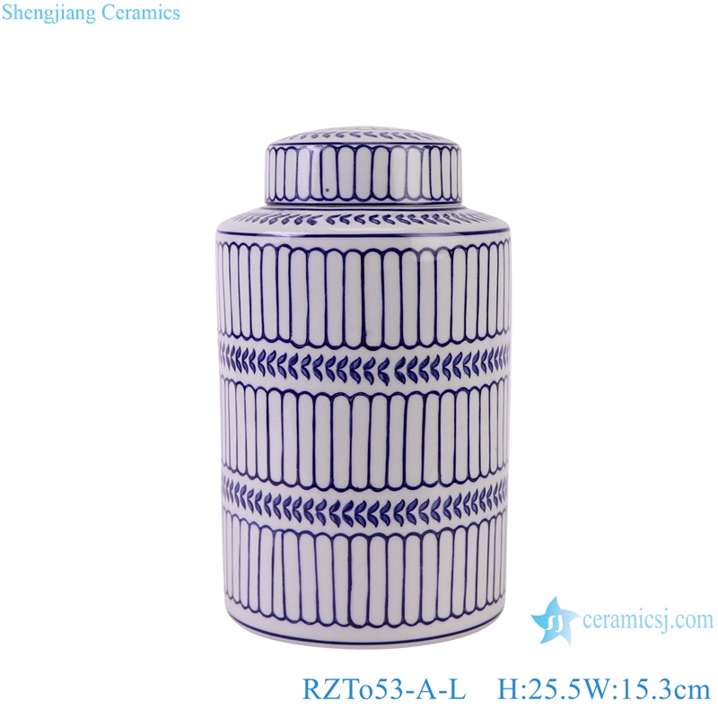 Blue white Red Green Vertical grain Patterns straight cylinder Tin Canisters
