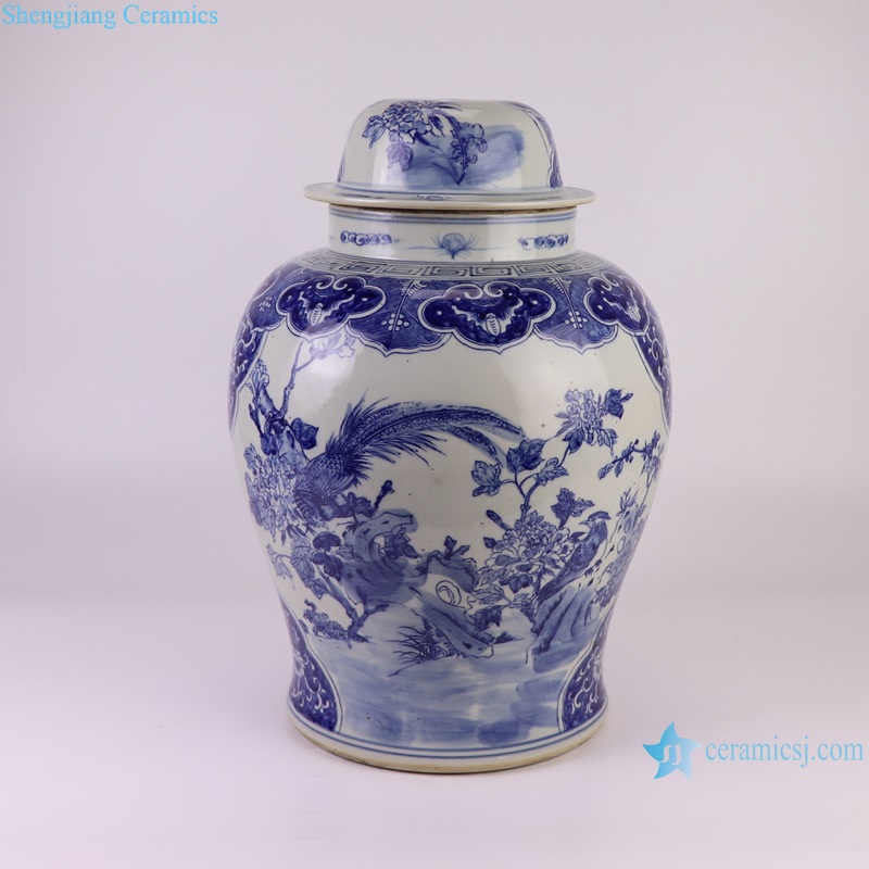 DS-RZKM01 Blue and white flower and bird pattern ceramic table lamp