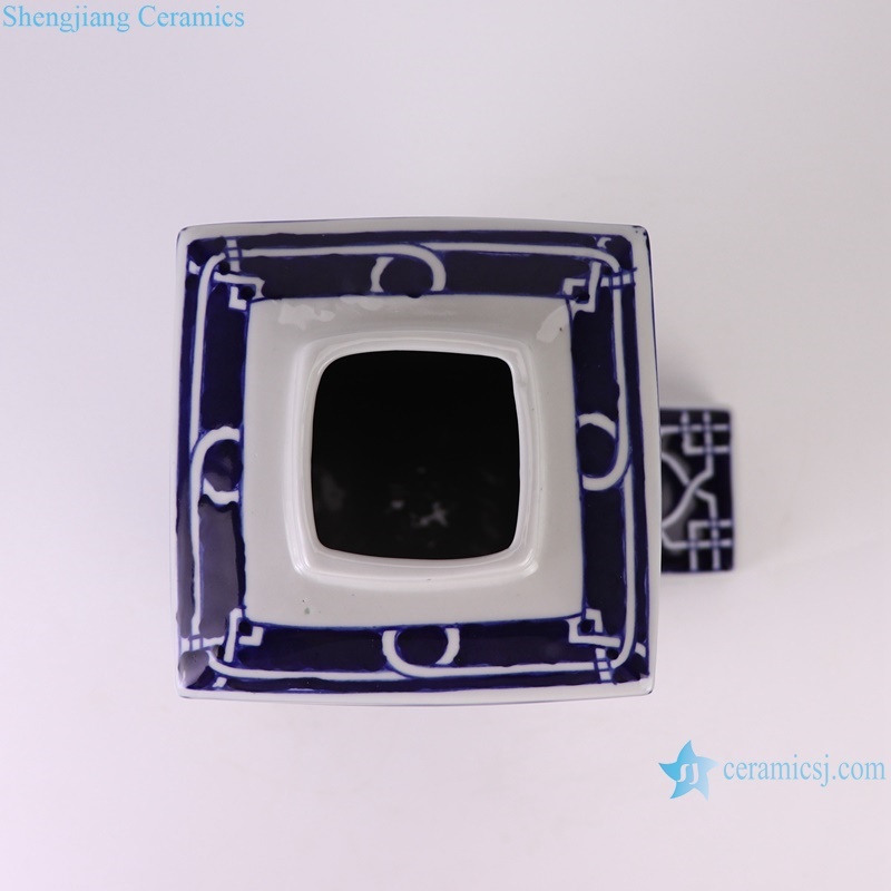 RXAY01-L-S Blue and white paper-cut window pattern ceramic square tea pot large and small size