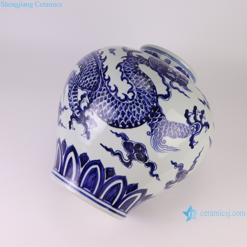 RXBA09 Blue and White hand painted dragon pattern porcelain vase big tank
