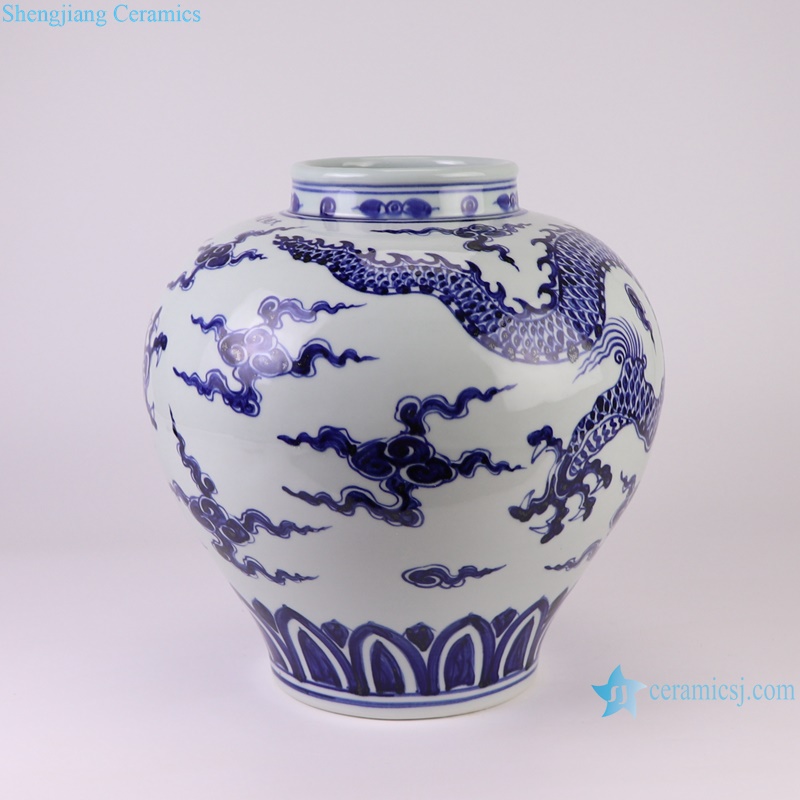 RXBA09 Blue and White hand painted dragon pattern porcelain vase big tank