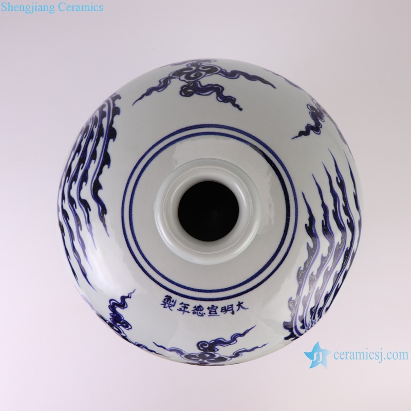 RXBA19 Jingdezhen hand painted blue and white phoenix pattern meiping bottle ceramic vase