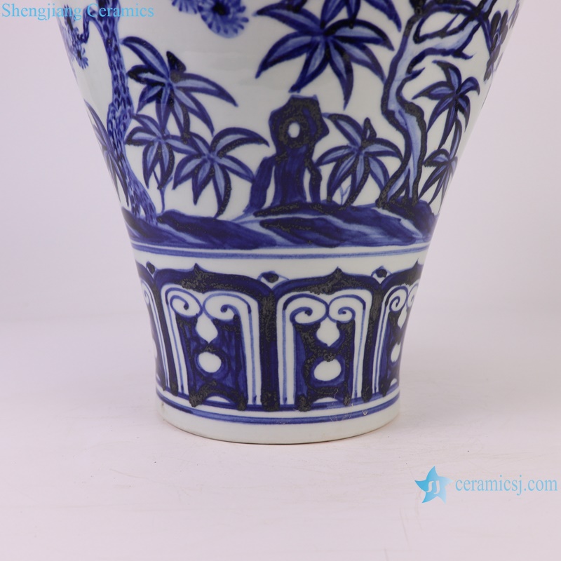 RXBA24 Jingdezhen hand painted blue and white pine bamboo plum pattern meiping ceramic vase