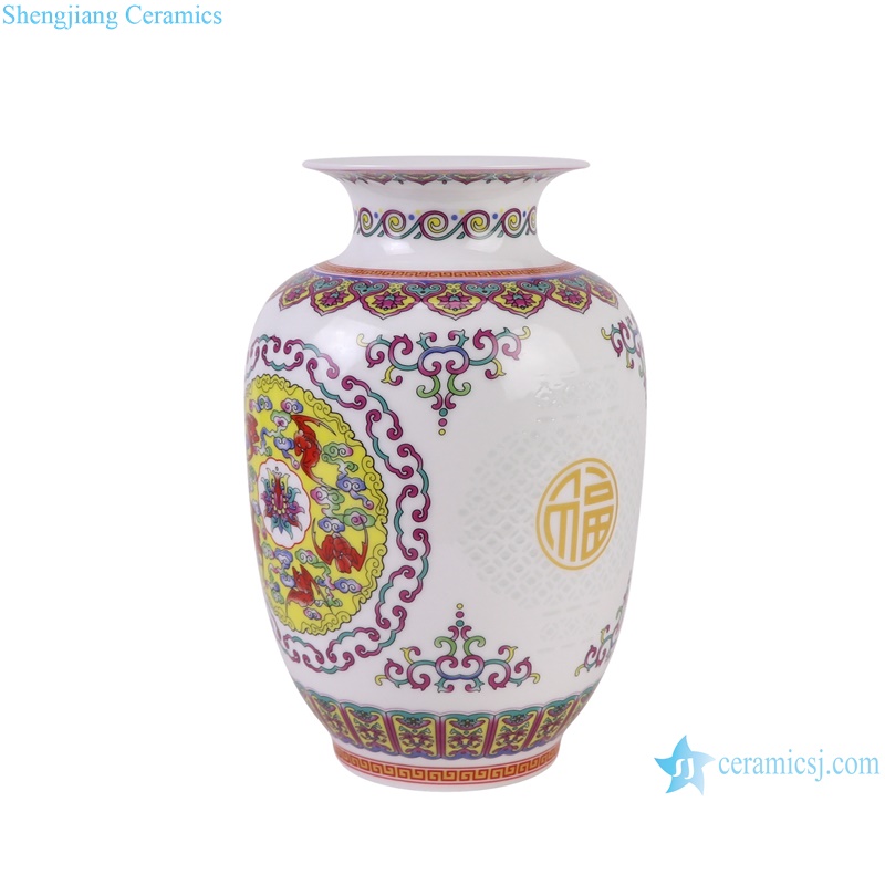 RXBG01-B Colorful Exquisite Porcelain Hollow out Tabletop Ceramic Flower Vase for home decoration