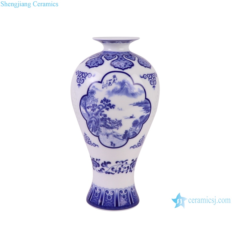 Jingdezhen Exquisite Blue and White Porcelain Landscape pattern Hollow out Ceramic Flower Vase