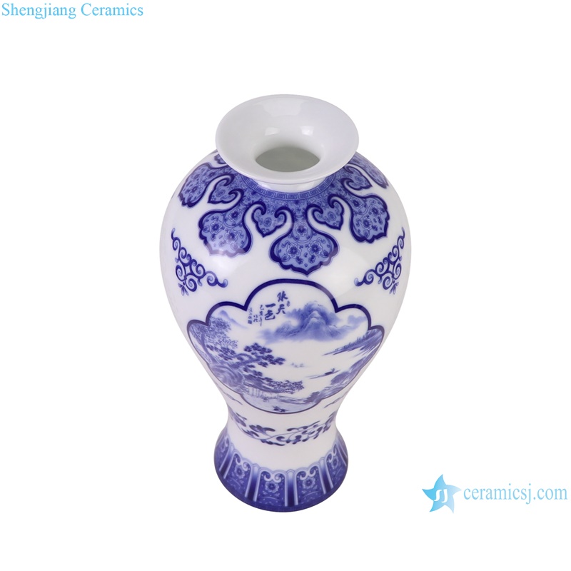 RXBG04-A Jingdezhen Exquisite Blue and White Porcelain Landscape pattern Hollow out Ceramic Flower Vase