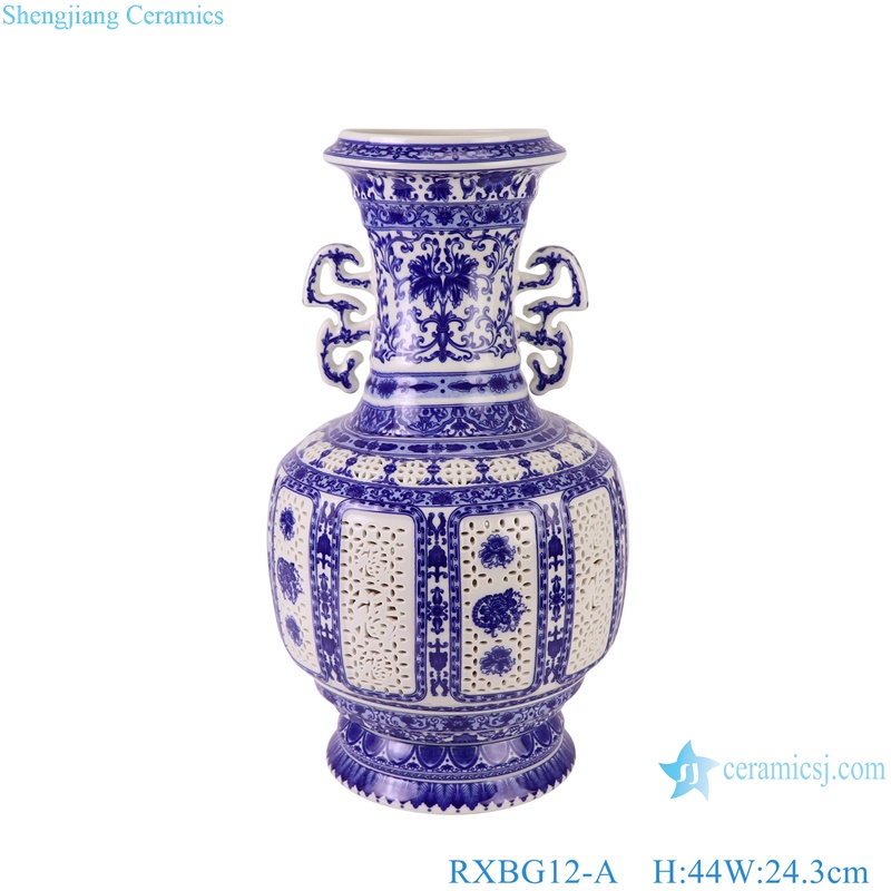 RXBG0-Series Different shapes Exquisite Porcelain Twisted flower Hollow out Decorative Ceramic Flower Vase