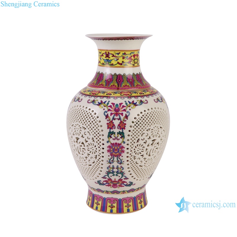 RXBG-Series Blue and White Porcelain Twisted flower Hollow out revolving Ceramic flower Vase