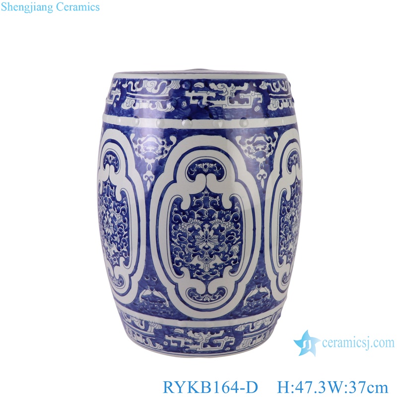 Jingdezhen Blue and White Porcelain Antique Design Twisted flower pattern Ceramic Drum Stool