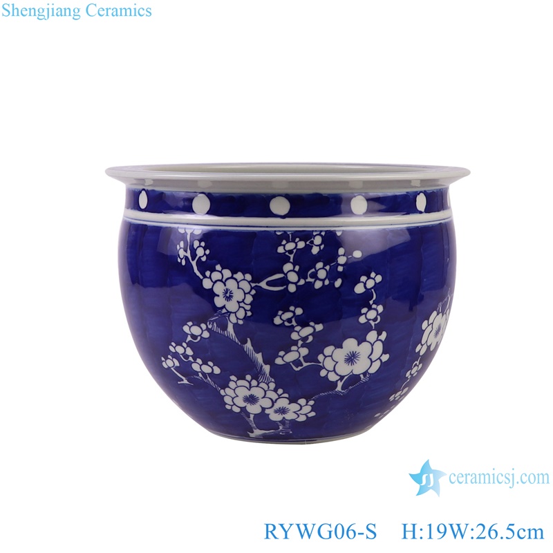 RYWG06-S hand painted blue and white ice blossom pattern small size ceramic planter