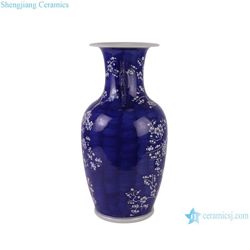 RYWG38-A Jingdezhen hand painted blue and white ice plum pattern fish tail shape porcelain vase