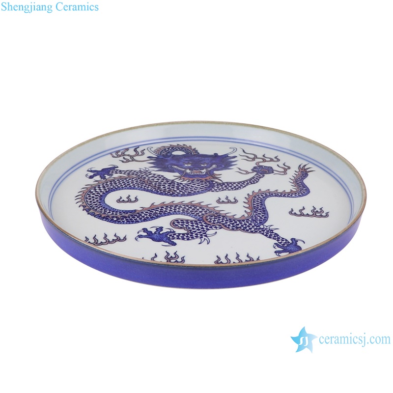 RYWU30-A-B-C-D Jingdezhen Blue and White Dragon, Landscape, Caragana, Ancestor pattern Underglazed red Ceramic Plate Decoration
