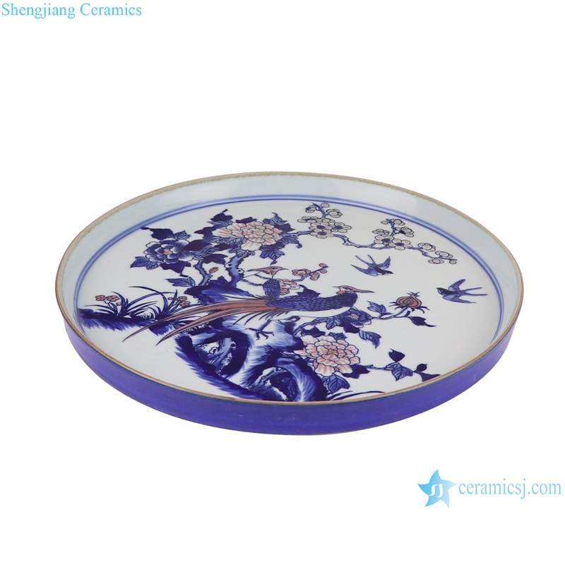 RYWU30-A-B-C-D Jingdezhen Blue and White Dragon, Landscape, Caragana, Ancestor pattern Underglazed red Ceramic Plate Decoration