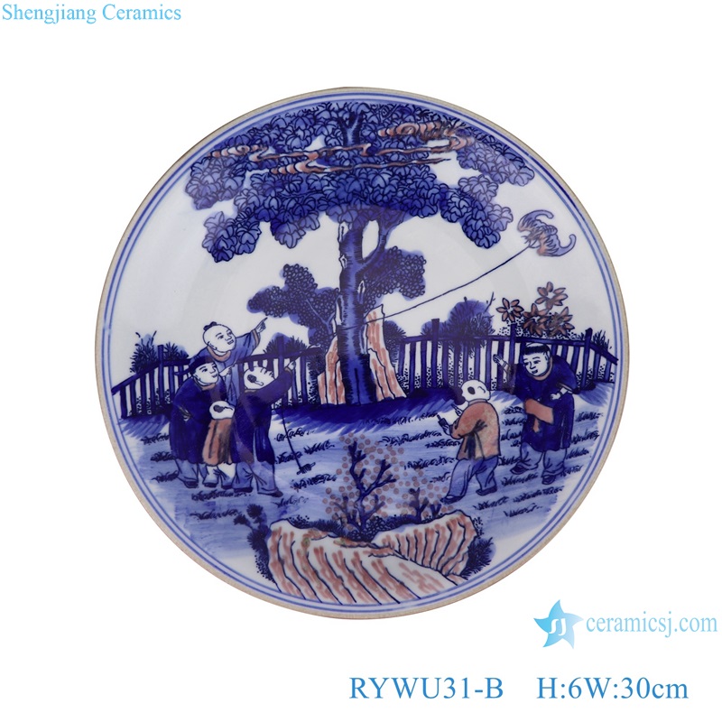 RYWU31-A-B-C-D-E-F-G Jingdezhen Porcelain Underglazed red landscape, dragon, different flower and bird pattern Ceramic Decorative plate