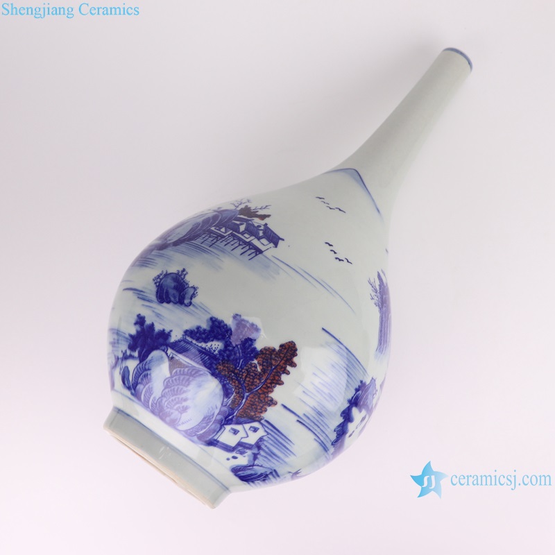 RYYC09-A-B-C Antique pattern Slim neck Blue and White Porcelain and Red color Porcelain Decorative vase