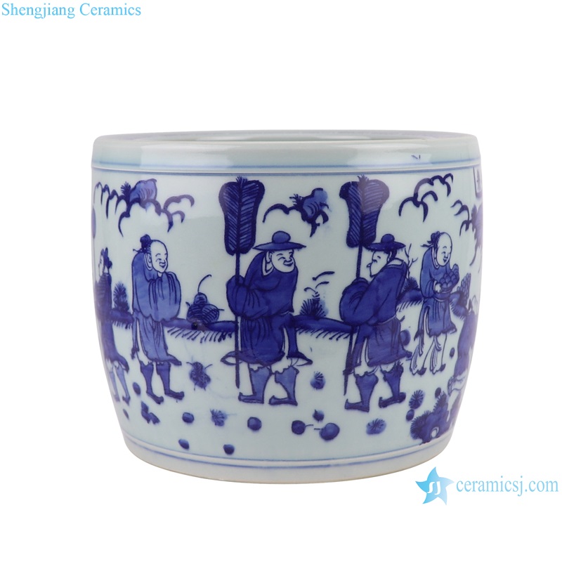 RYYC13-A-B Blue and White Contending Colorful Porcelain Ancestor Character Ceramic Small flower Pot