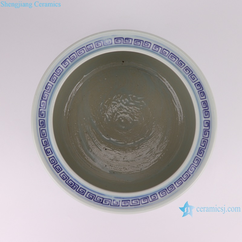 RYYC14 Blue and White Porcelain Lion Patterns Ceramic Small flower Pot Incense burner