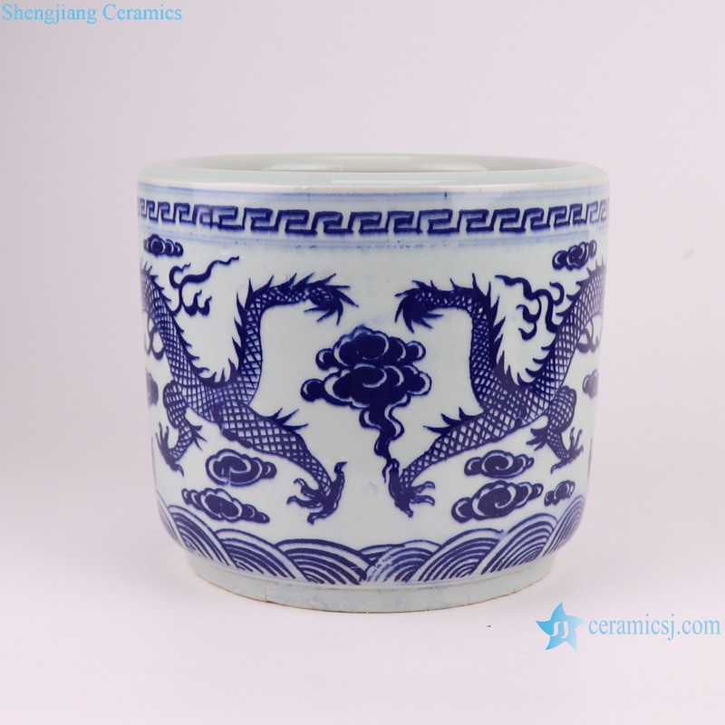 RYYC16 Blue and White Porcelain Dragon Design Ceramic Pen Holder Incense burner flower Vase