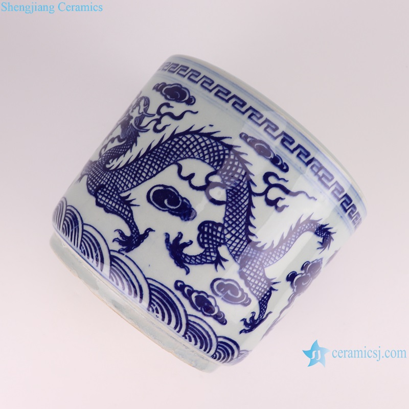 RYYC16 Blue and White Porcelain Dragon Design Ceramic Pen Holder Incense burner flower Vase