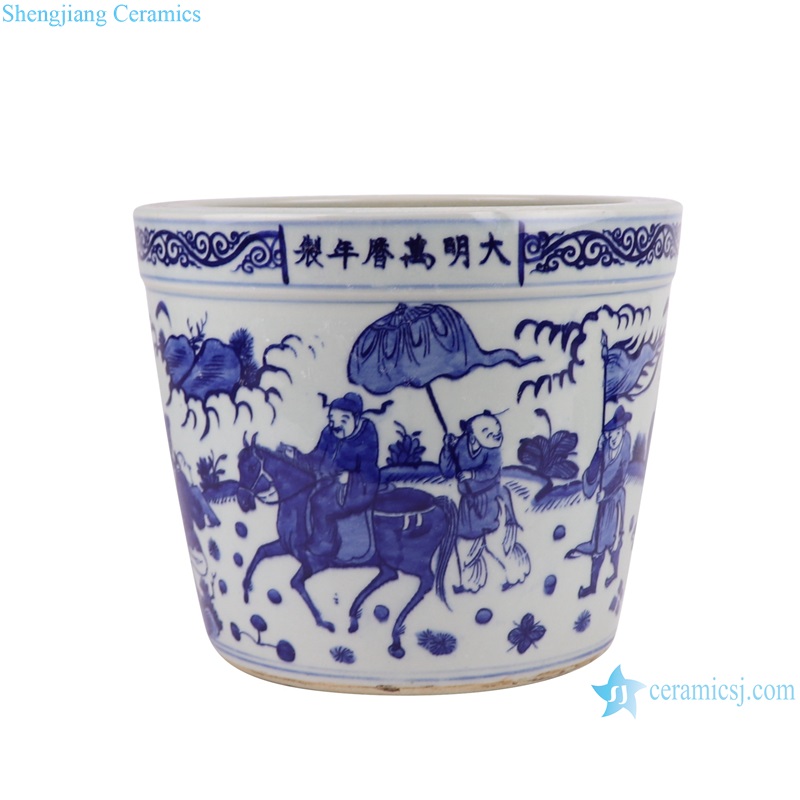 Blue and White Porcelain Ancestor character Pattern Ceramic flower Pot Incense burner
