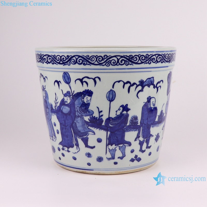 RYYC17-D Blue and White Porcelain Ancestor character Pattern Ceramic flower Pot Incense burner