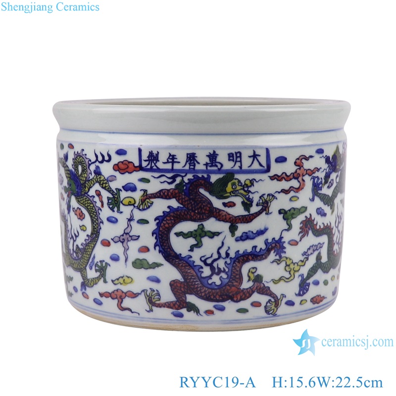 Jingdezhen Blue and White Colorful Dragon Character Design Ceramic Incense burner Pen Holder flower Pot 