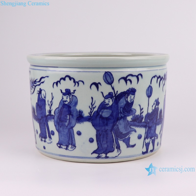 RYYC19-A-B Jingdezhen Blue and White Colorful Dragon Character Design Ceramic Incense burner Pen Holder flower Pot
