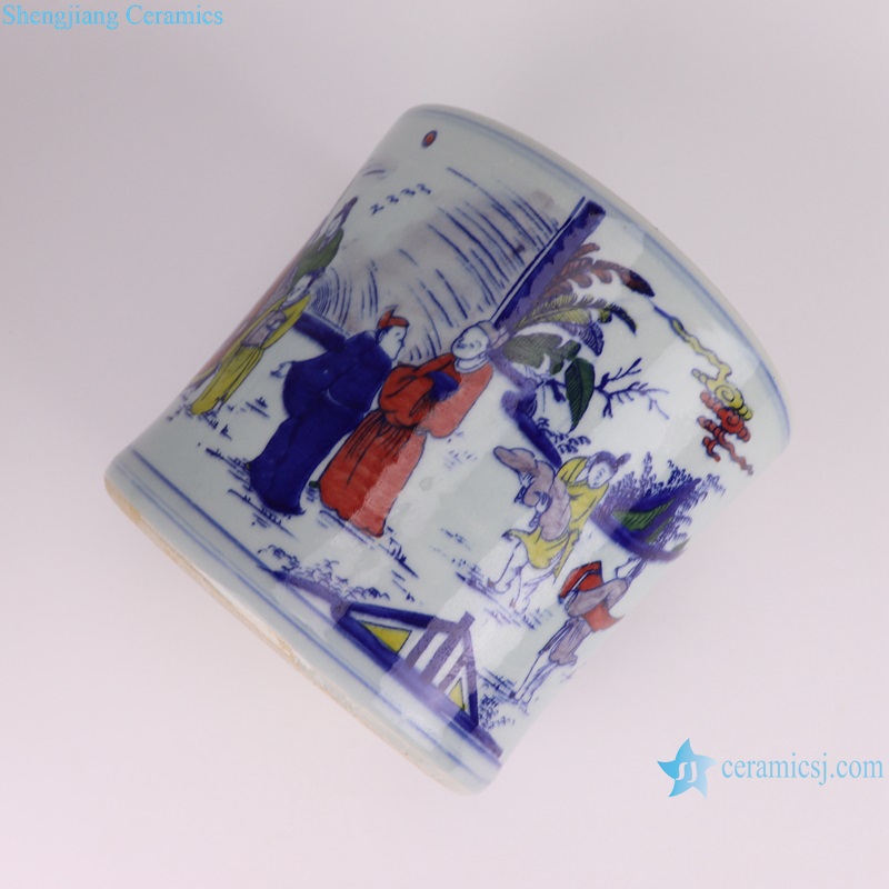 RYYC20-A-B-C Contending colors Blue and White Porcelain Tabletop flower pot Ancestor Characters Pattern Ceramic Pen Holder
