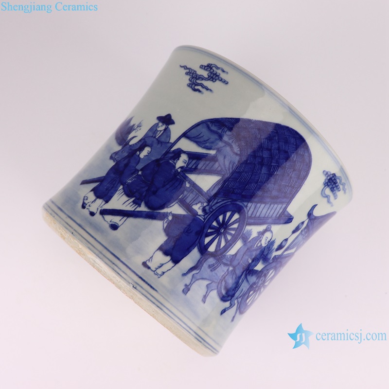 RYYC20-A-B-C Contending colors Blue and White Porcelain Tabletop flower pot Ancestor Characters Pattern Ceramic Pen Holder