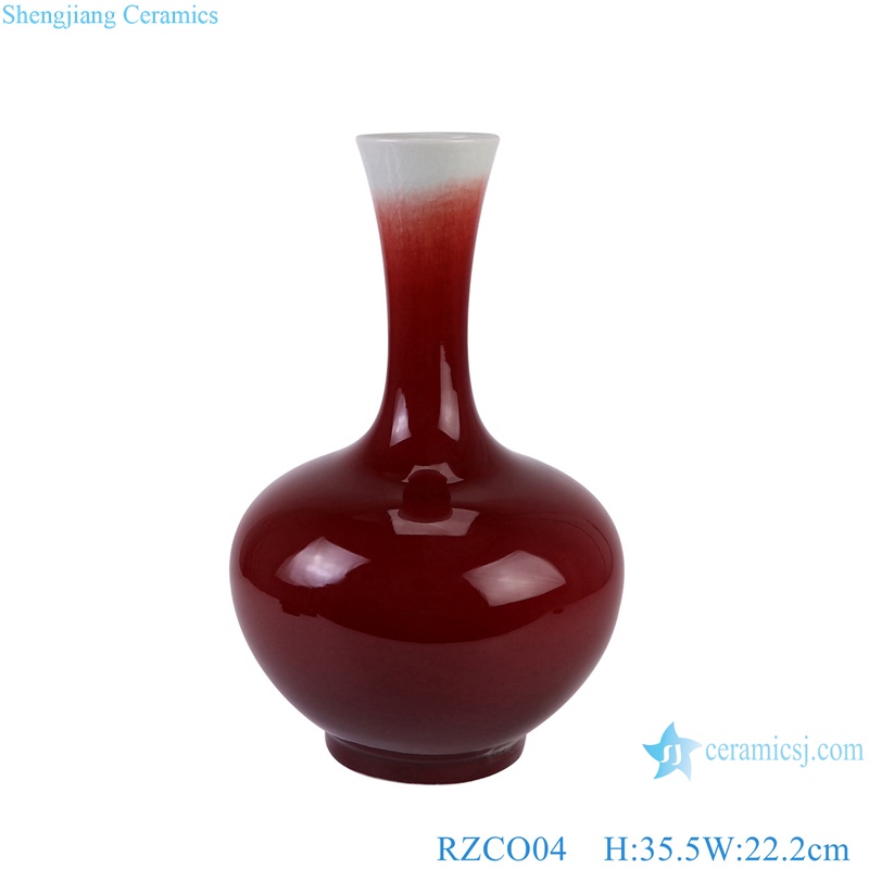 Oxblood Color Glazed Jingdezhen Porcelains Ceramic Decorative Flower vase for Home decoration