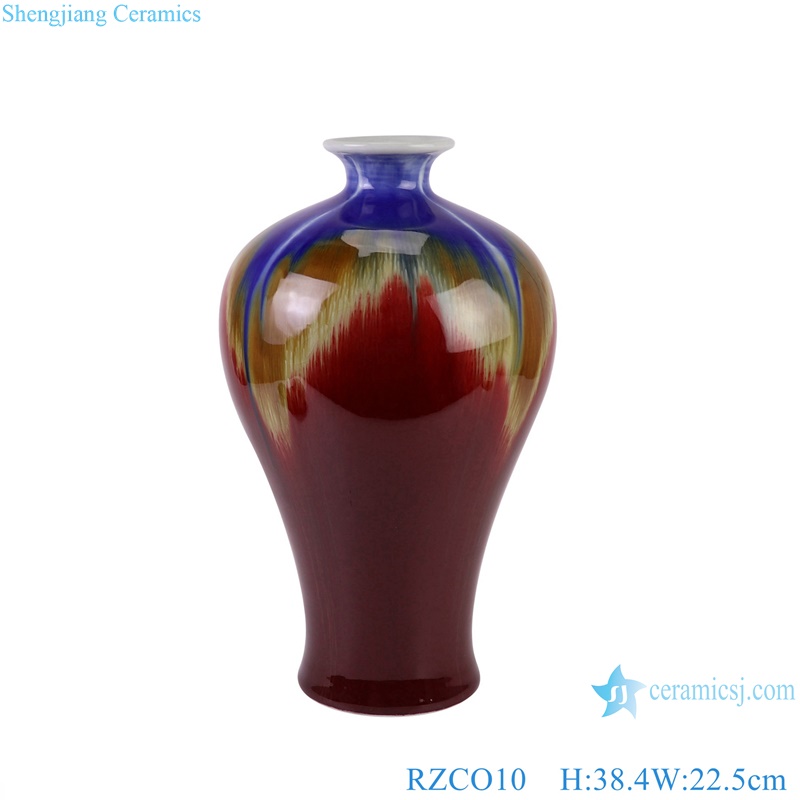 Jingdezhen Oxblood Red tabletop Ceramic Decorative Bucket fish tail Gourd Porcelain Flower Vase