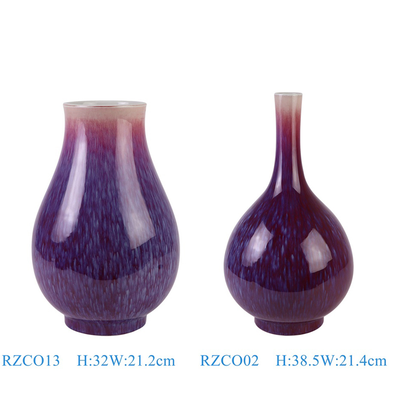 RZCO02-RZCO13 Jindezhen Unique Craft Oxblood Purple dot Decorative Porcelain Flower vase