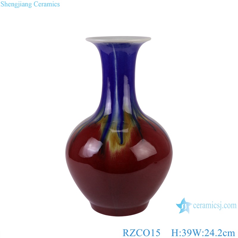 RZCO08-10-12-14-15 Jingdezhen Oxblood Red tabletop Ceramic Decorative Porcelain Flower Vase