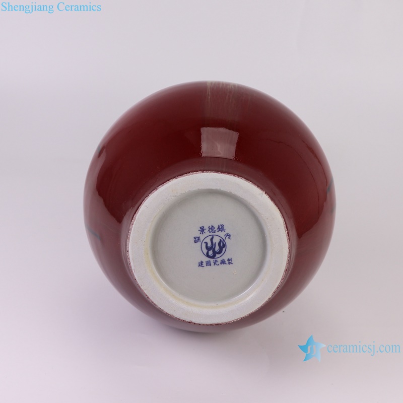 RZCO08-10-12-14-15 Jingdezhen Oxblood Red tabletop Ceramic Decorative Bucket fish tail Gourd Porcelain Flower Vase