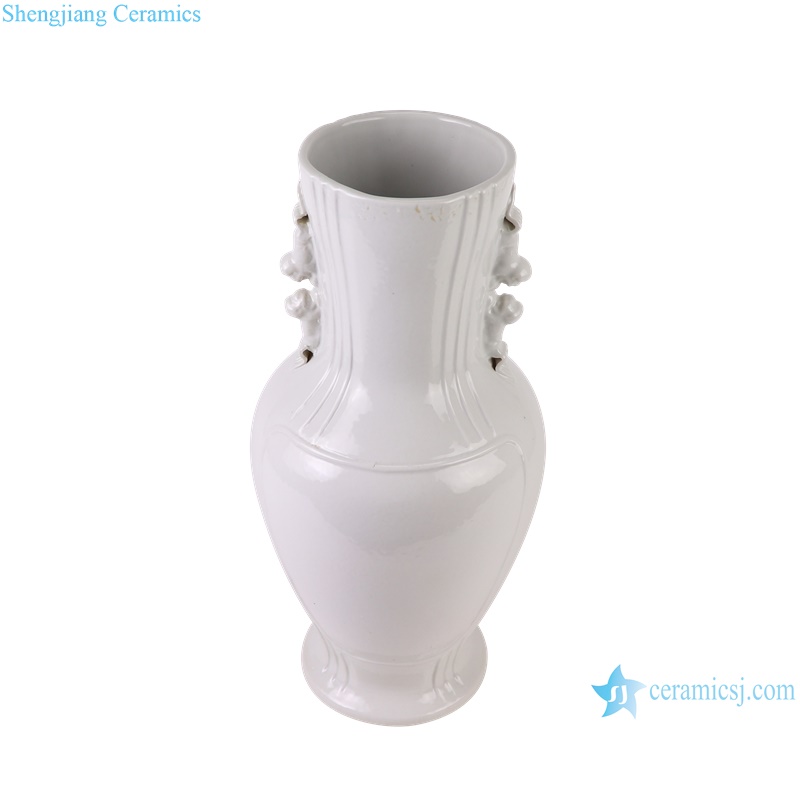 RZGY10-A-B Antique White and Grey white Jingdezhen Decorative Porcelain Flower Vase with Lion ears