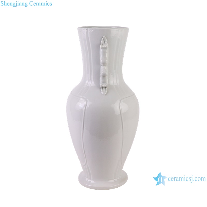 RZGY10-A-B Antique White and Grey white Jingdezhen Decorative Porcelain Flower Vase with Lion ears